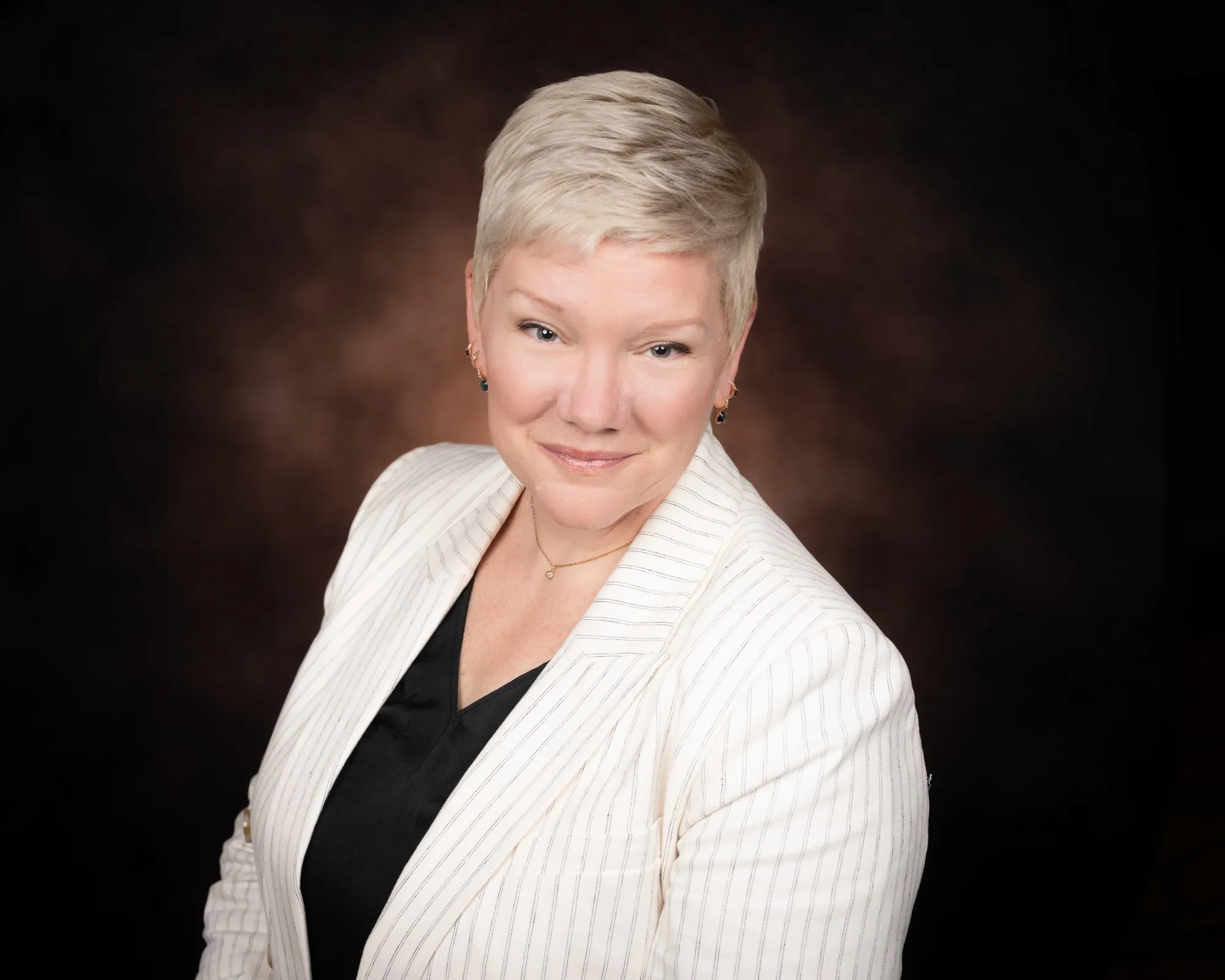 Lyn Niemeyer in a white blazer